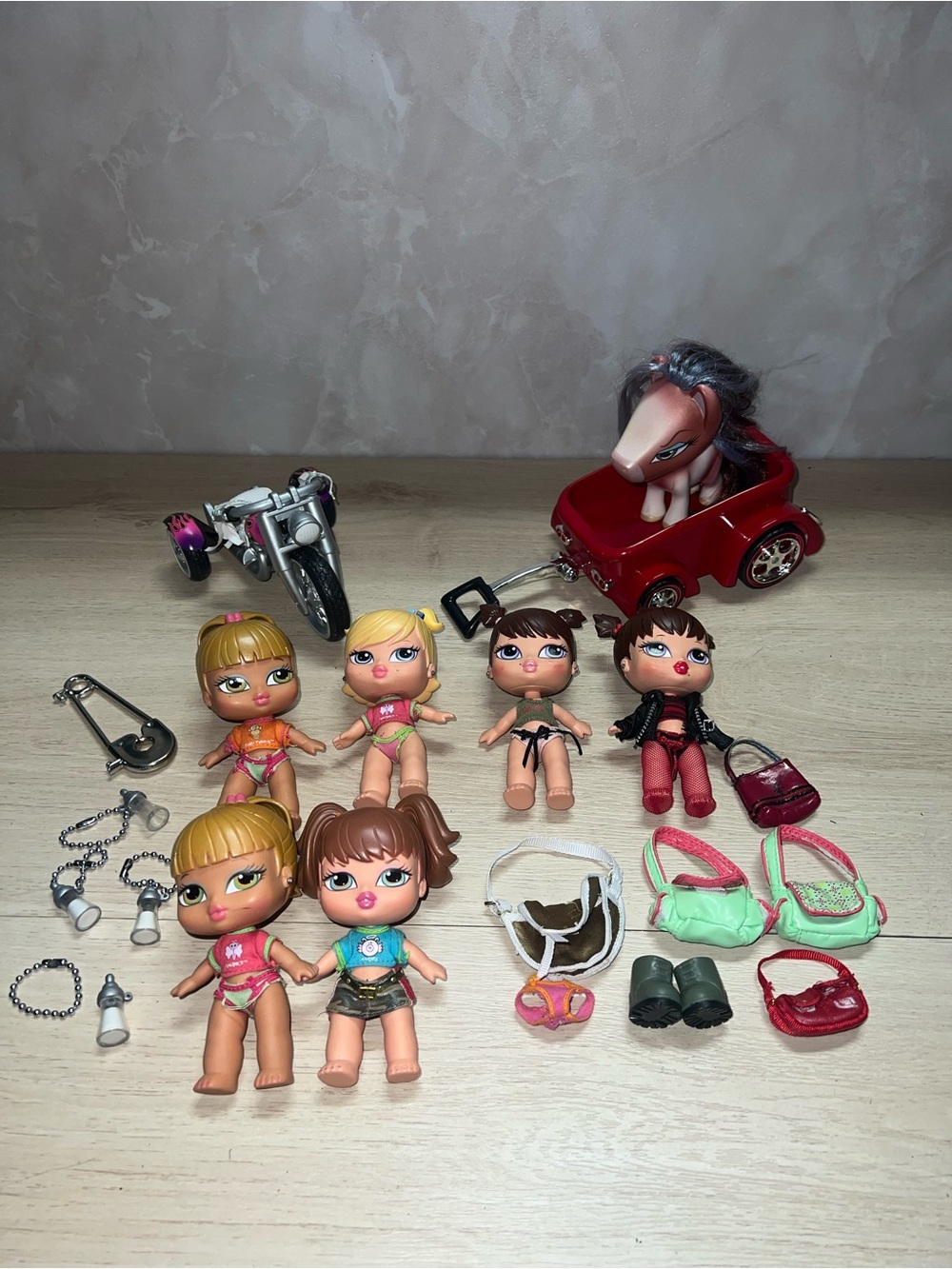 Bratz Babyz Doll Lot Motorcycle Trailer Pony Accessories MGA